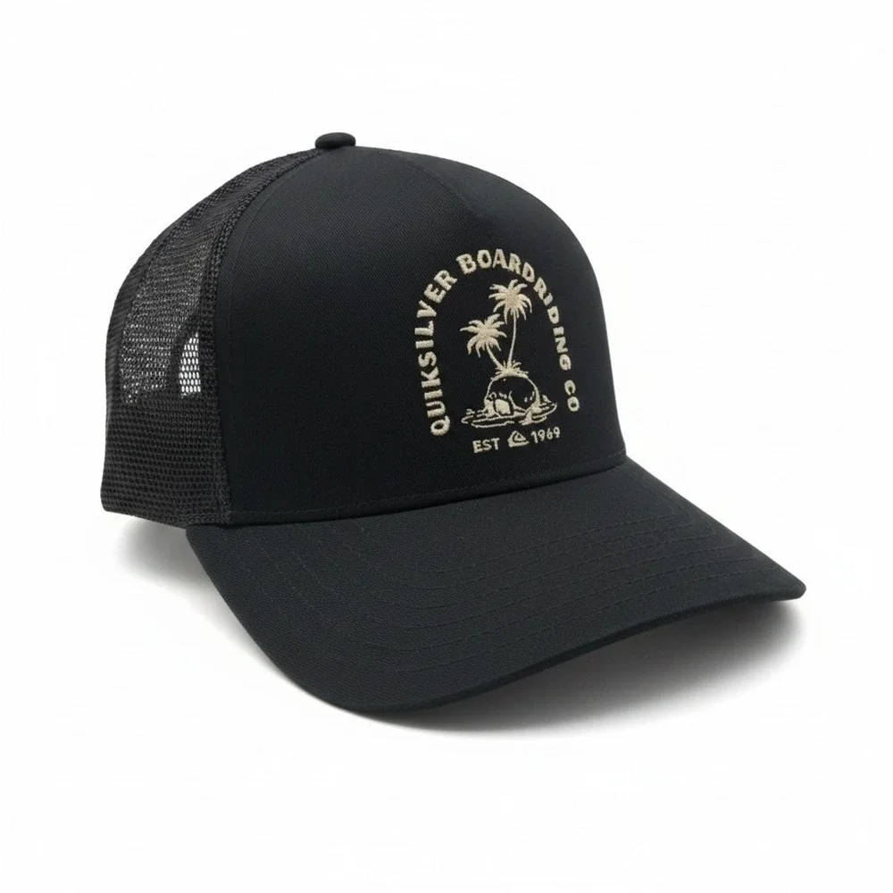 Quiksilver Boardriding Co Mens Black Mesh Trucker Hat Snapback Cap QSM25CA163